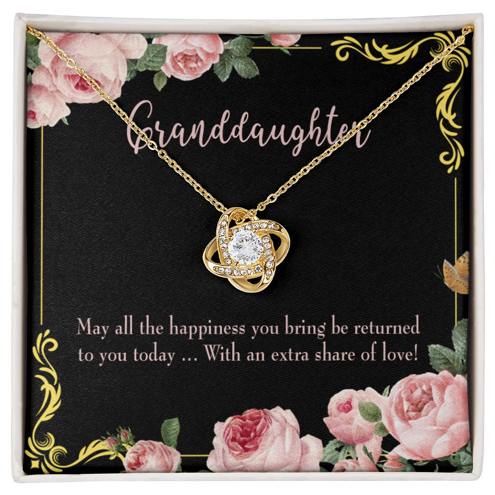 Granddaughter Share of Love Infinity Knot CZ Necklace Gold Tone Standard Box